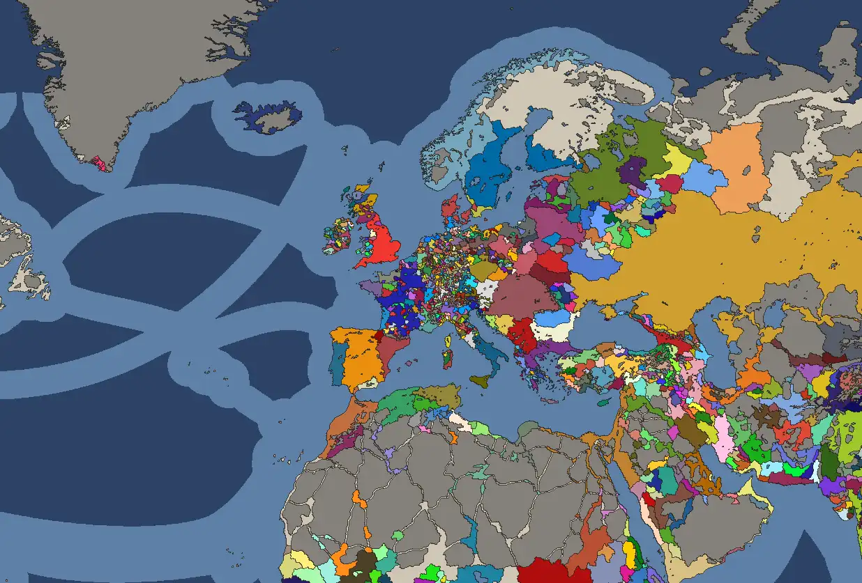 Политическая карта Европы и соседних регионов в Europa Universalis V на начало 1337 года